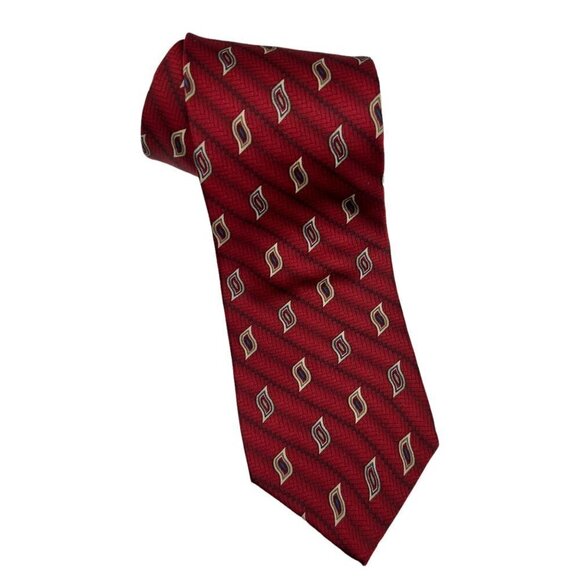 Bill Blass Black Label Red Herringbone 100% Silk Men's Necktie Tie - Picture 1 of 5